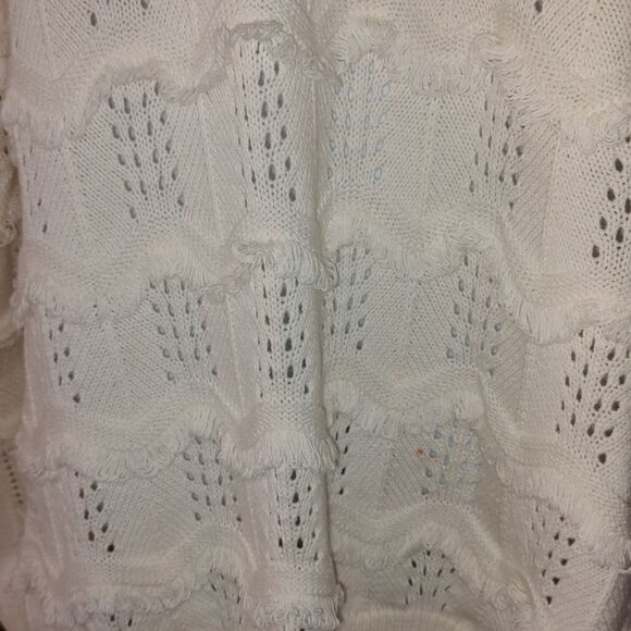 Evri Blue Self Wavy  Fringe  Strip Long Sleeve V-Neck Sweater  Sz  4X - Picture 4 of 7